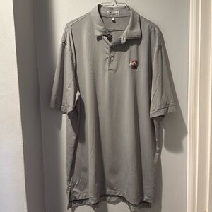 Peter Millar Men’s Ohio State Jubilee Stripe Performance Polo Gray | Size XL